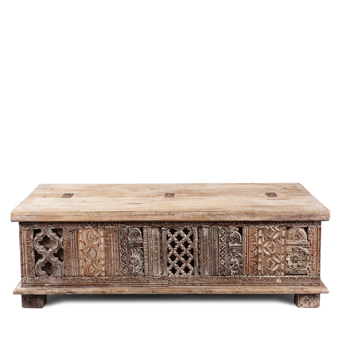 Carved Blanket Chest Made From Reclaimed Painted Teak | Indigo Antiques