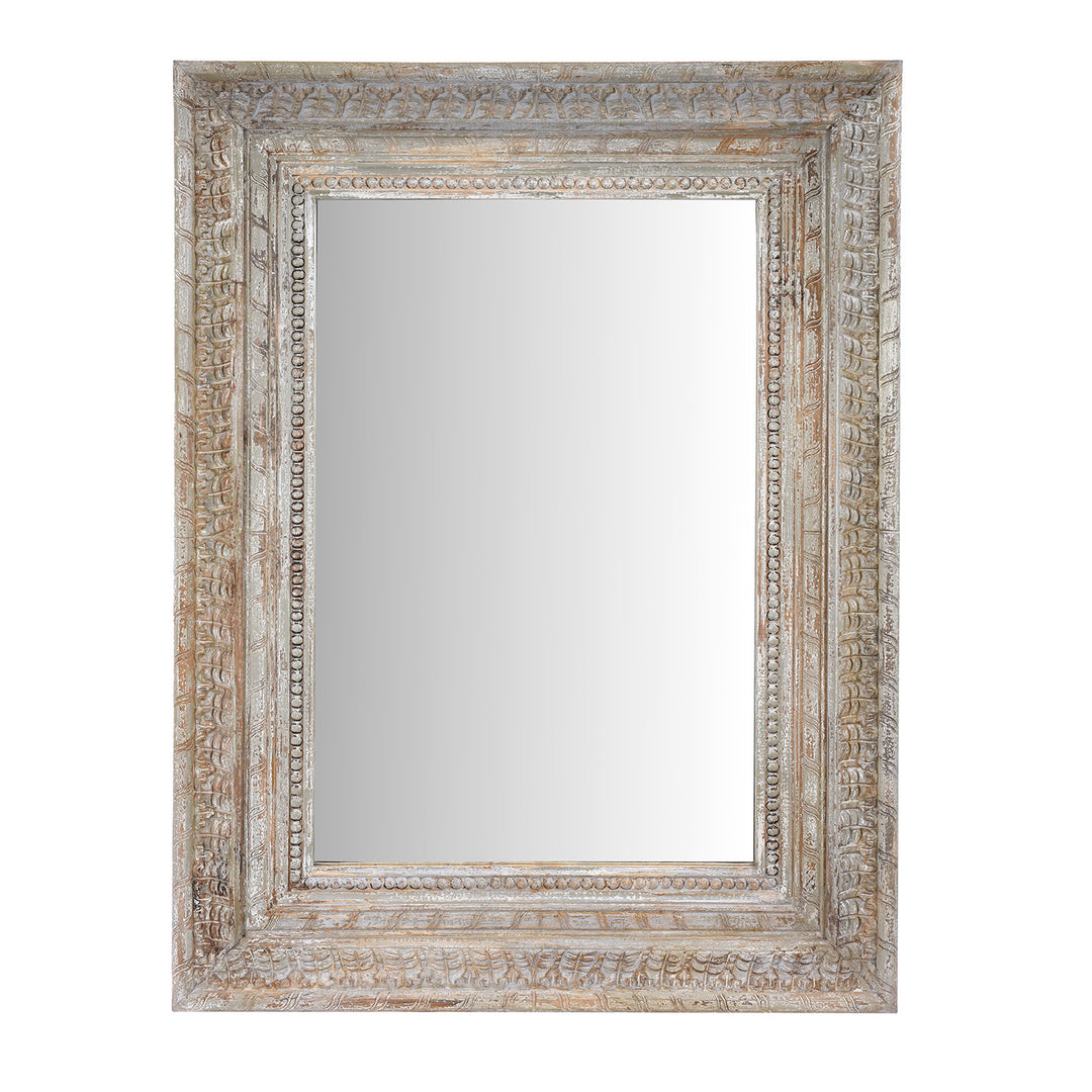 Carved Mango Wood Mirror With Painted Finish | Indigo Antiques