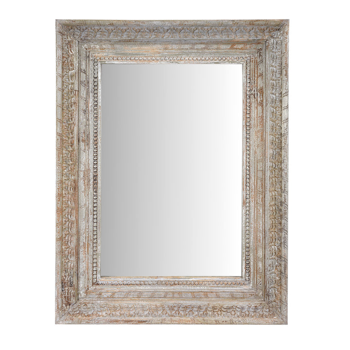 Carved Mango Wood Mirror With Painted Finish | Indigo Antiques