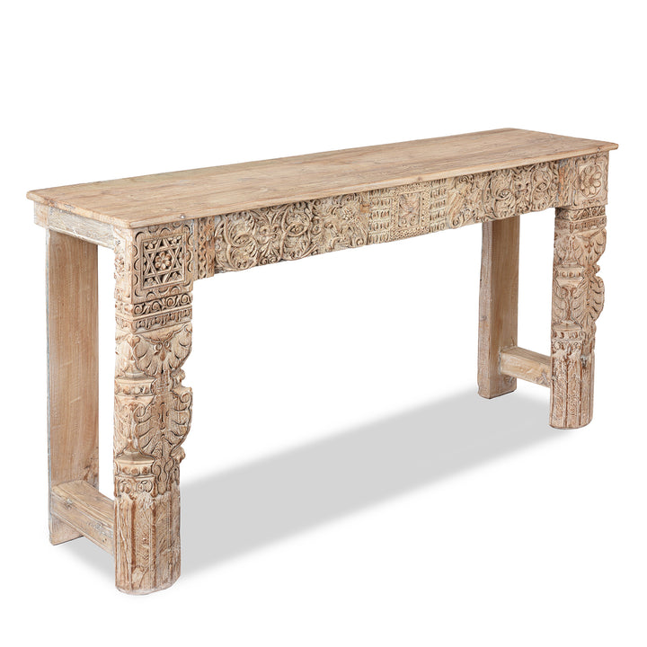 Angled VIew Of Reclaimed Teakwood Console Table With Painted Finish | Indigo Antiques