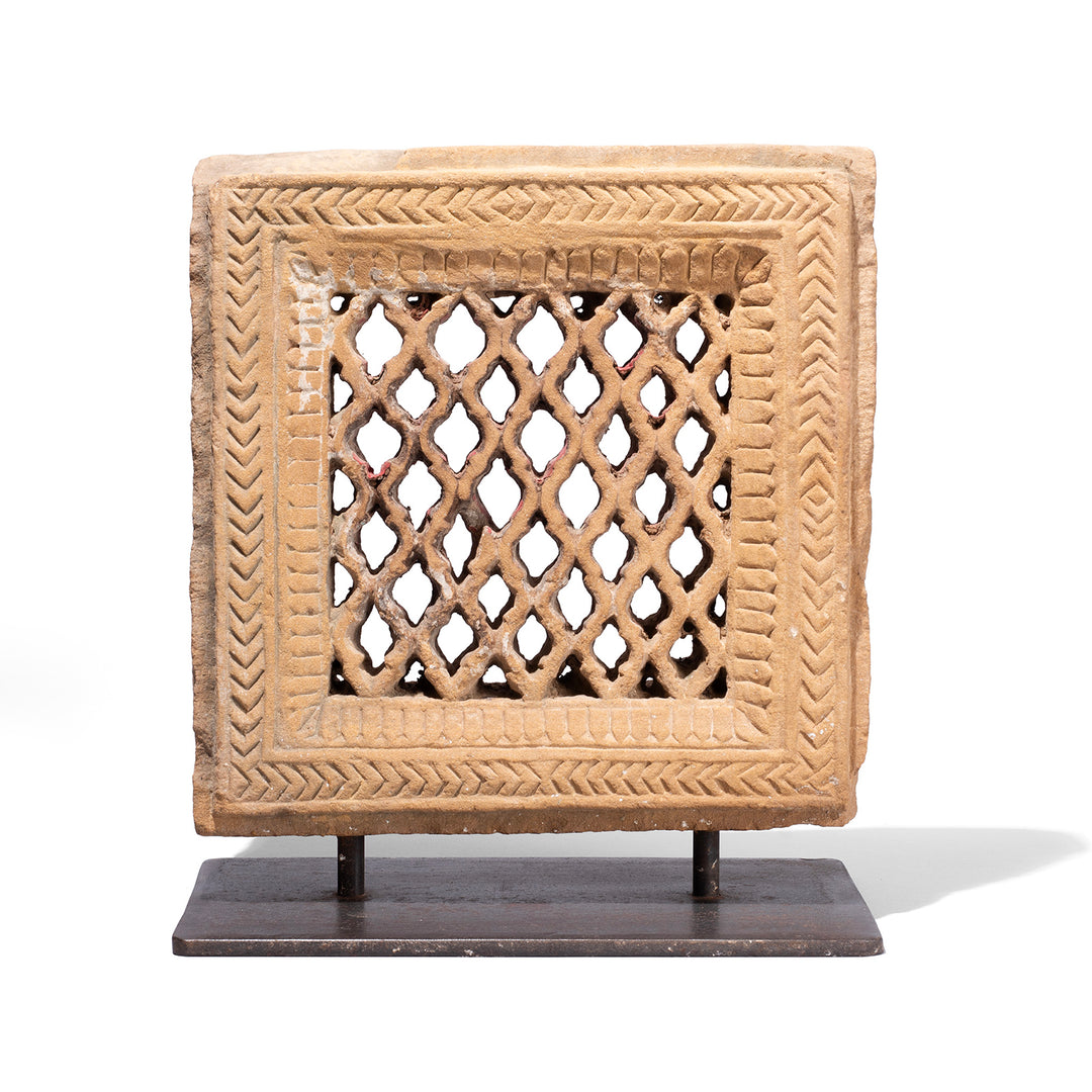 Carved Stone Jali Fretwork Panel From Jaisalmer On Stand 19th Century