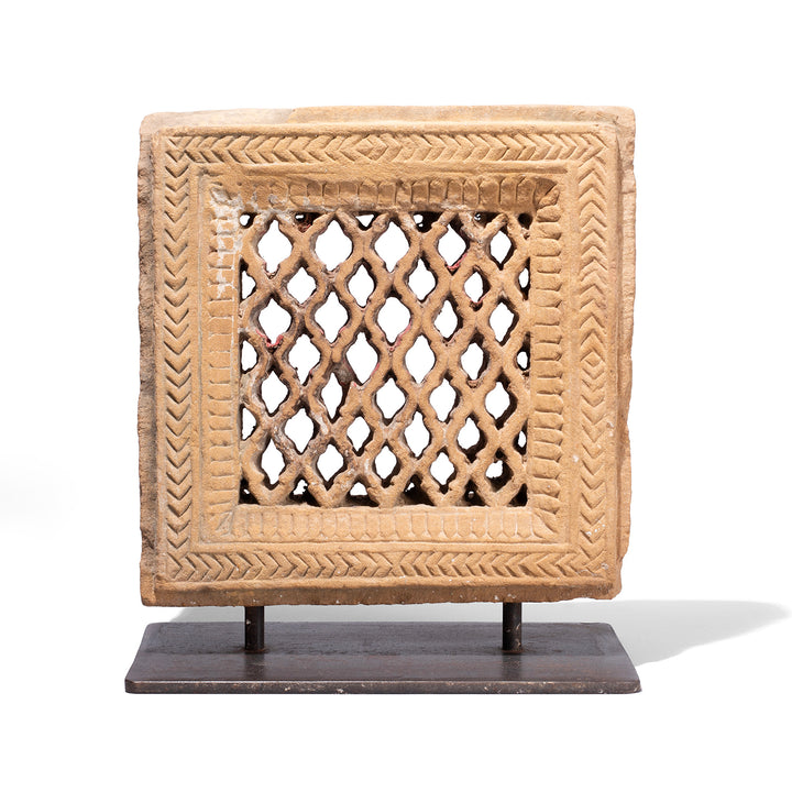 Carved Stone Jali Fretwork Panel From Jaisalmer On Stand 19th Century