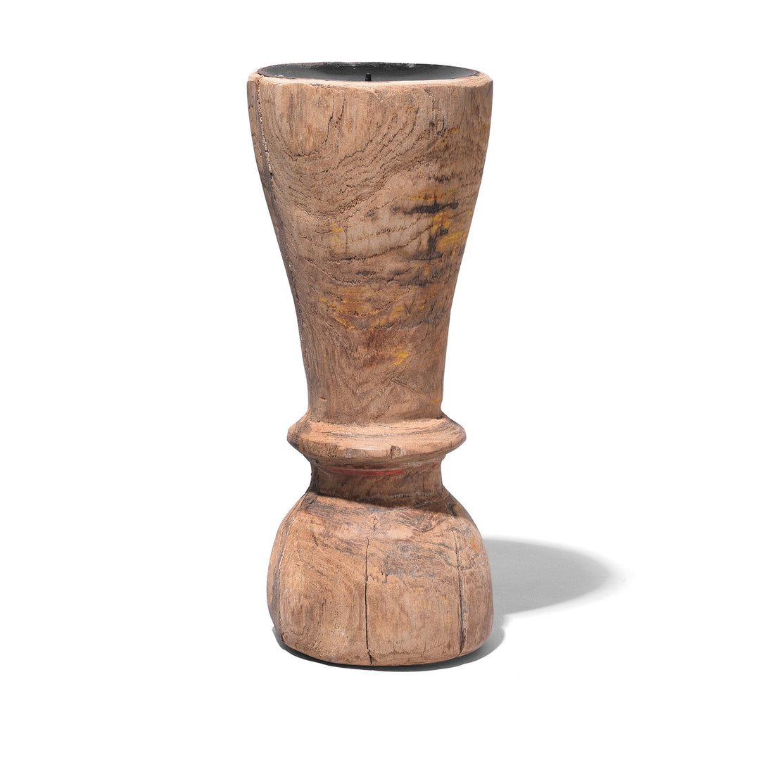 Carved Teak Candlestick Made From An Old Takhat Leg | Indigo Antiques
