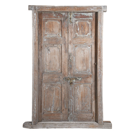 Carved Teak Door And Frame From Gujarat - 19th Century