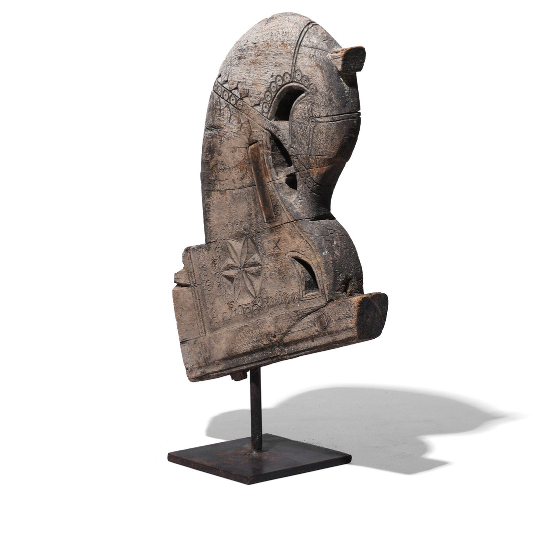Carved Teak Horse Head Corbel Sculpture On Stand From Gujarat 19Th Century