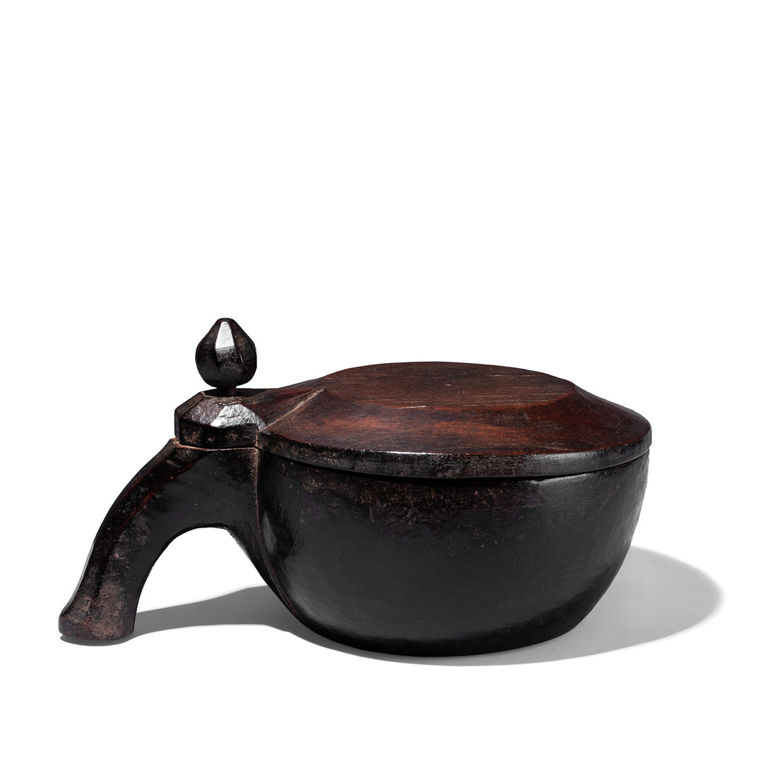 Carved Teak Masala Box From Banswara With Sculptural Finial And Spice Compartments