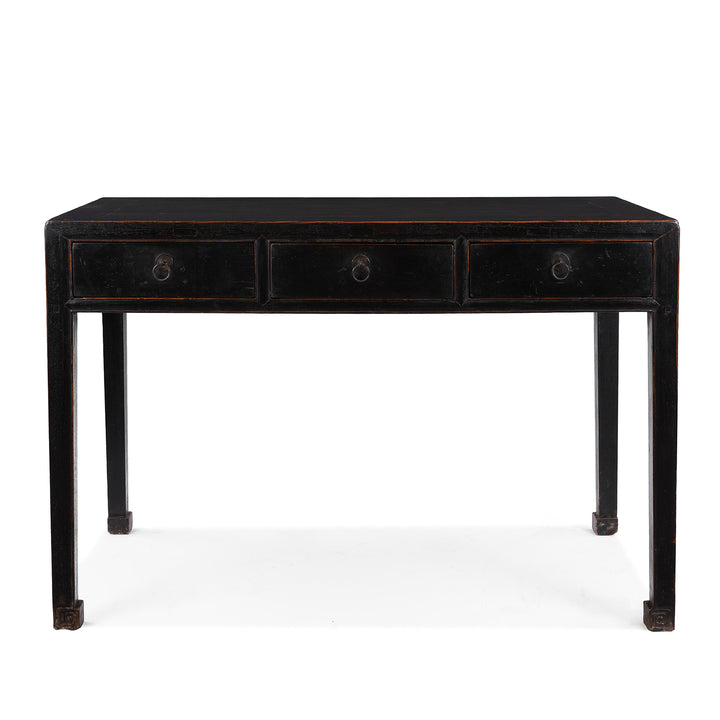 Black Lacquer Three Drawer Console Table From Shanxi China 19th Century