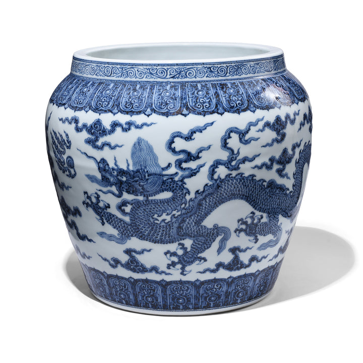 Chinese Blue & White Dragon Planter | Indigo Antiques