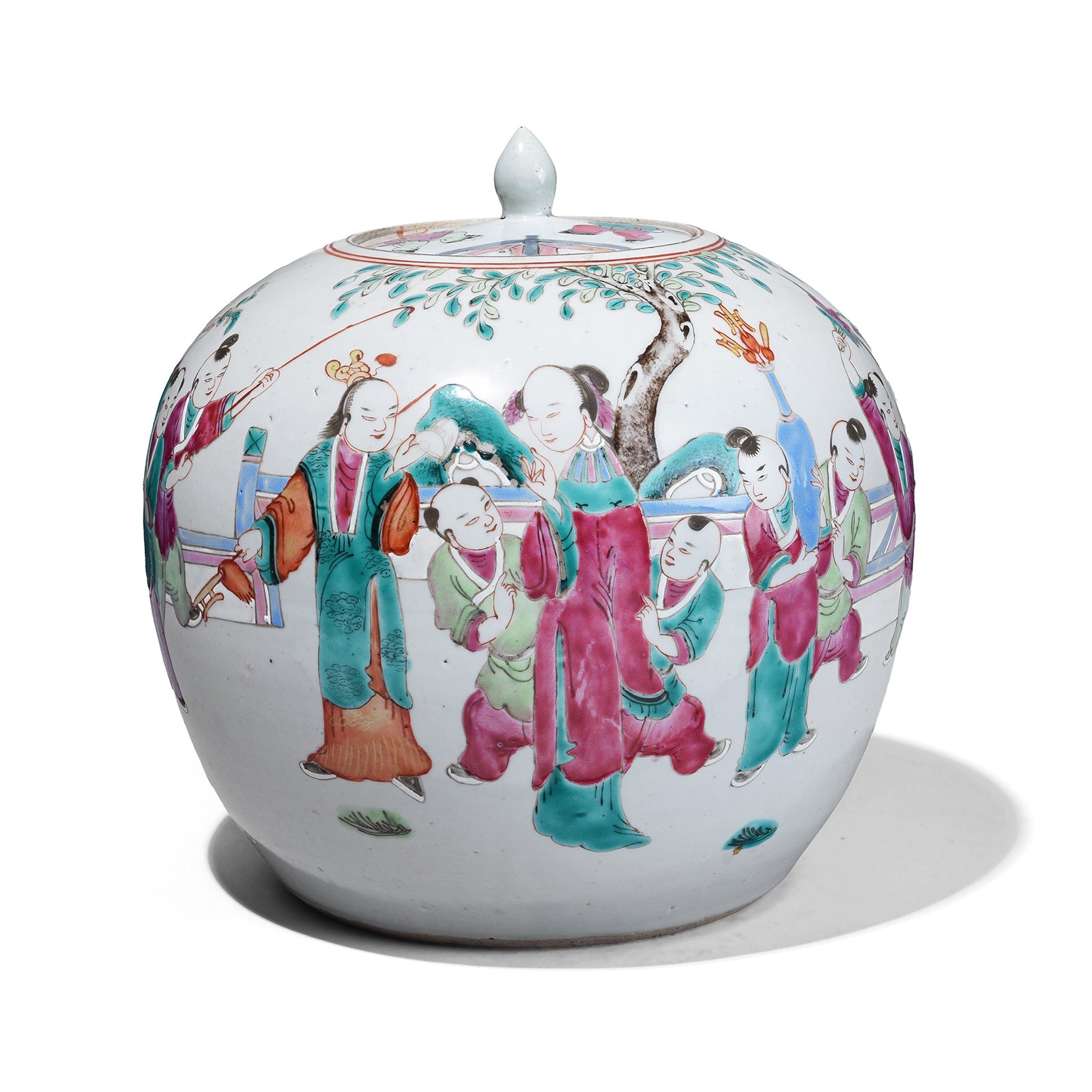 Chinese Famille Rose Porcelain Ginger Jar And Cover With Hand Painted Figural Garden Scenes Qing Dynasty 19th Century | Indigo Antiques