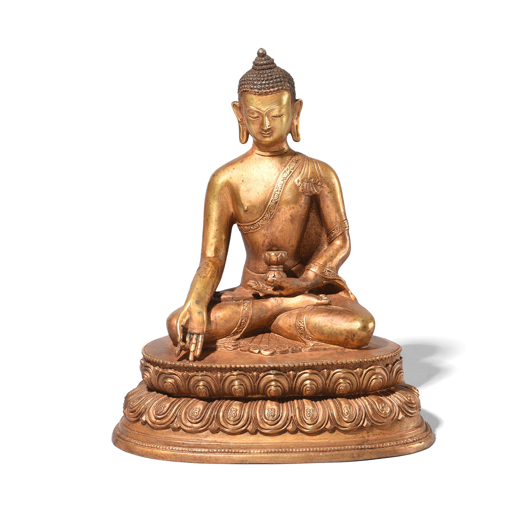 Gilt Brass Sitting Buddha - Bhumisparsha Mudra | Indigo Antiques
