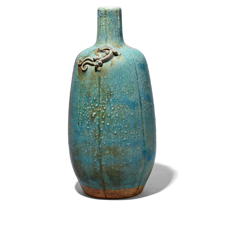 Chinese Green Yaobian Glaze Lizard Vase | Indigo Antiques