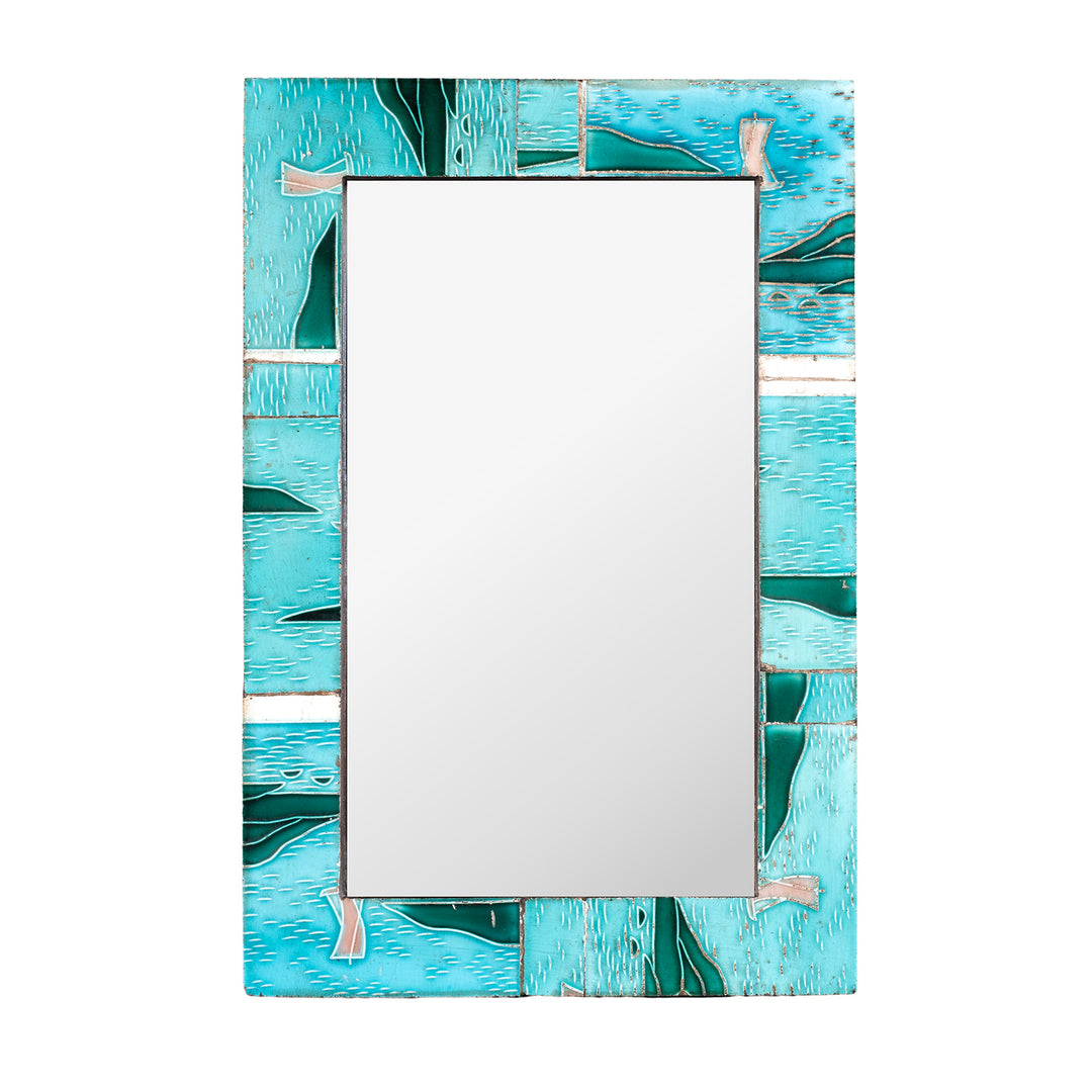 Mirror Made From Old Japanese Ceramic Tiles | Indigo Antiques