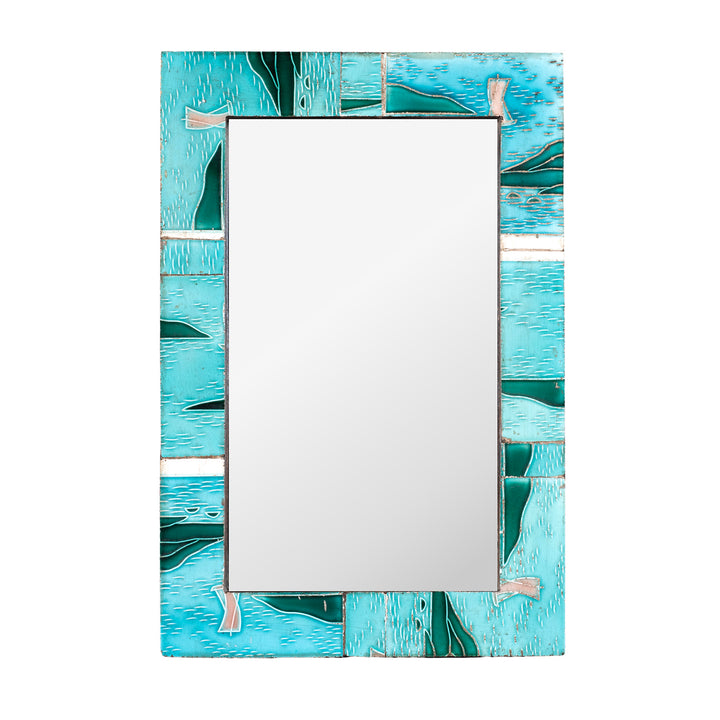 Mirror Made From Old Japanese Ceramic Tiles | Indigo Antiques