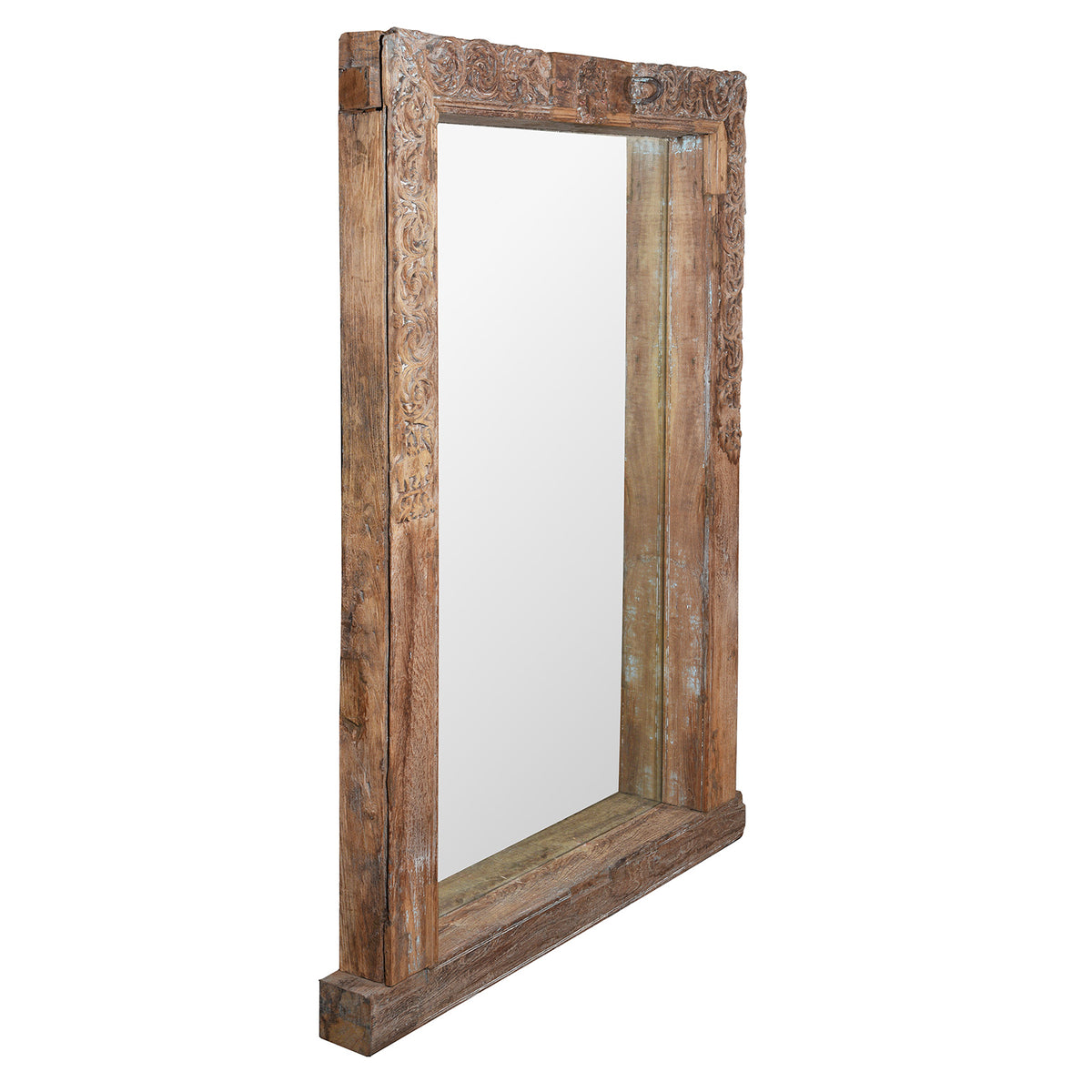 Depth Detail From Antique Painted Mirror Made From An Old Teak Kutchi Door | Indigo Antiques