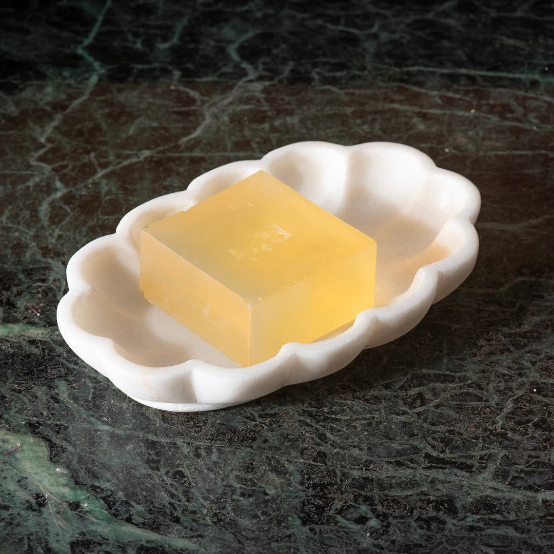 Hand Carved Marble Soap Dish - Fluted Design | Indigo Antiques