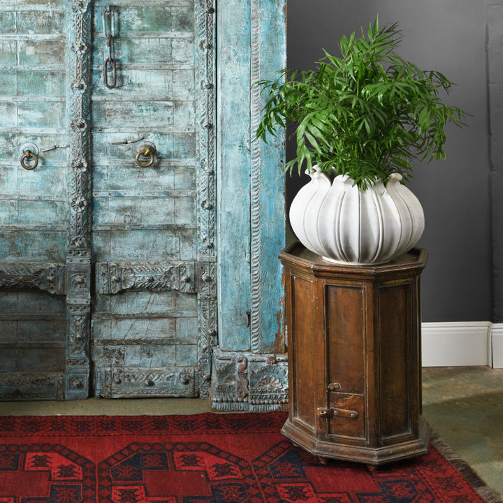 Antique Indian Octagonal Brass Temple Donation Box in an Indian Interior | Indigo Antiques