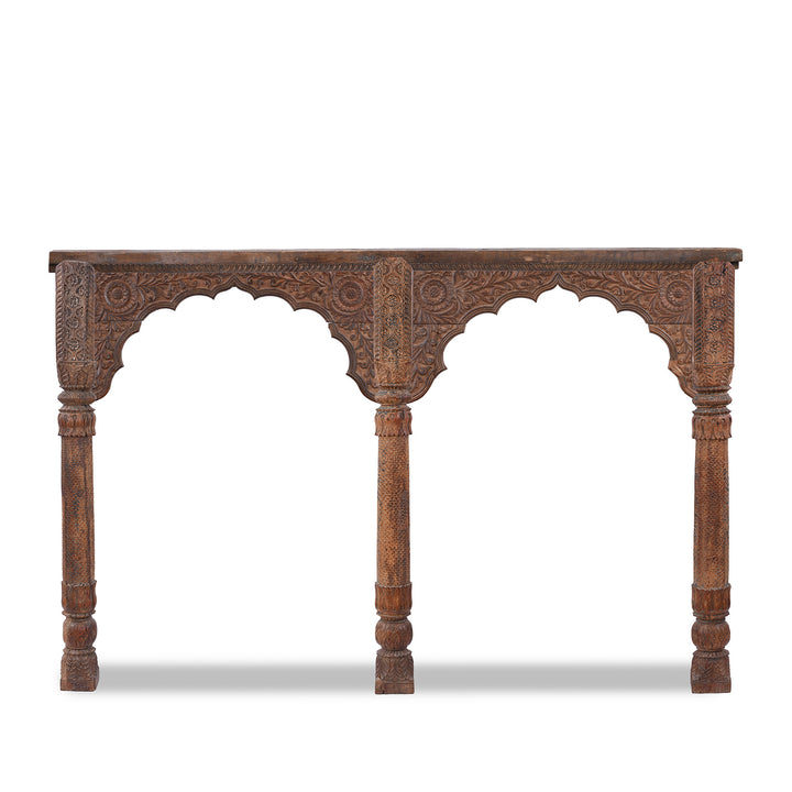 Early 19th Century Carved Teak Double Arch From Uttar Pradesh In Mughal Style | Indigo Antiques