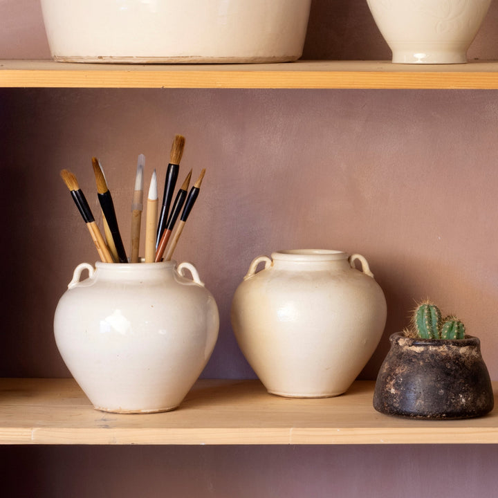 Front View of Song Dynasty Style Porcelain Wine Jar
