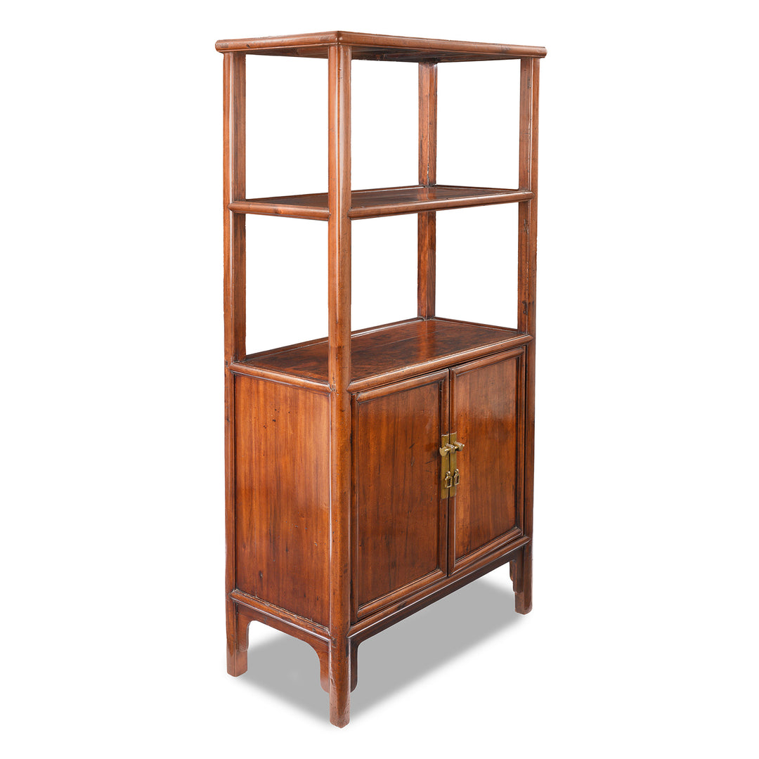 Angled View Of Antique Chinese Walnut Shelf | Indigo Antiques