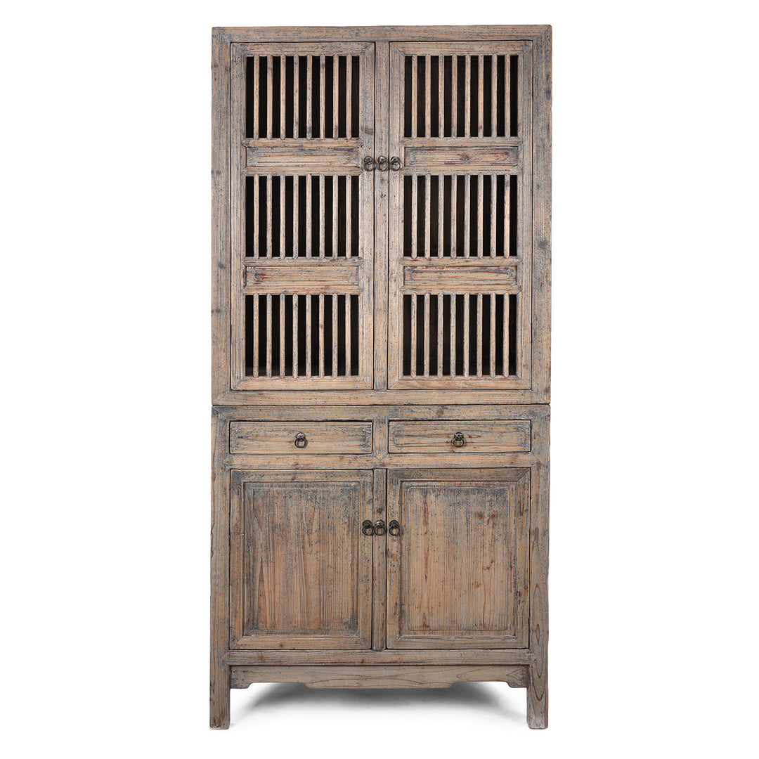 Elm And Pine 19th Century Chinese Kitchen Cabinet With Lattice Doors | Indigo Antiques