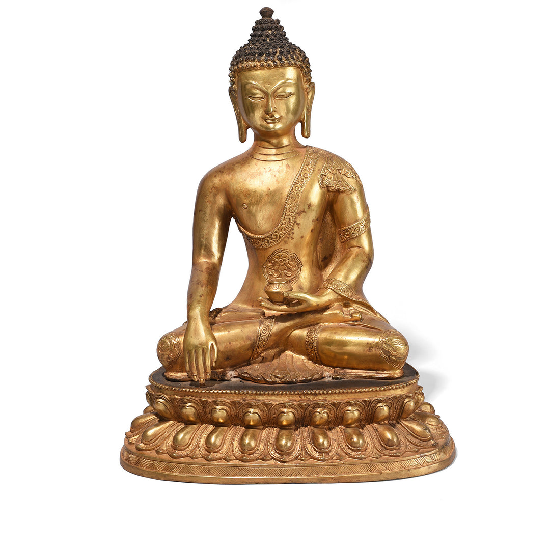 Gilt Brass Sitting Buddha - Bhumisparsha Mudra | Indigo Antiques