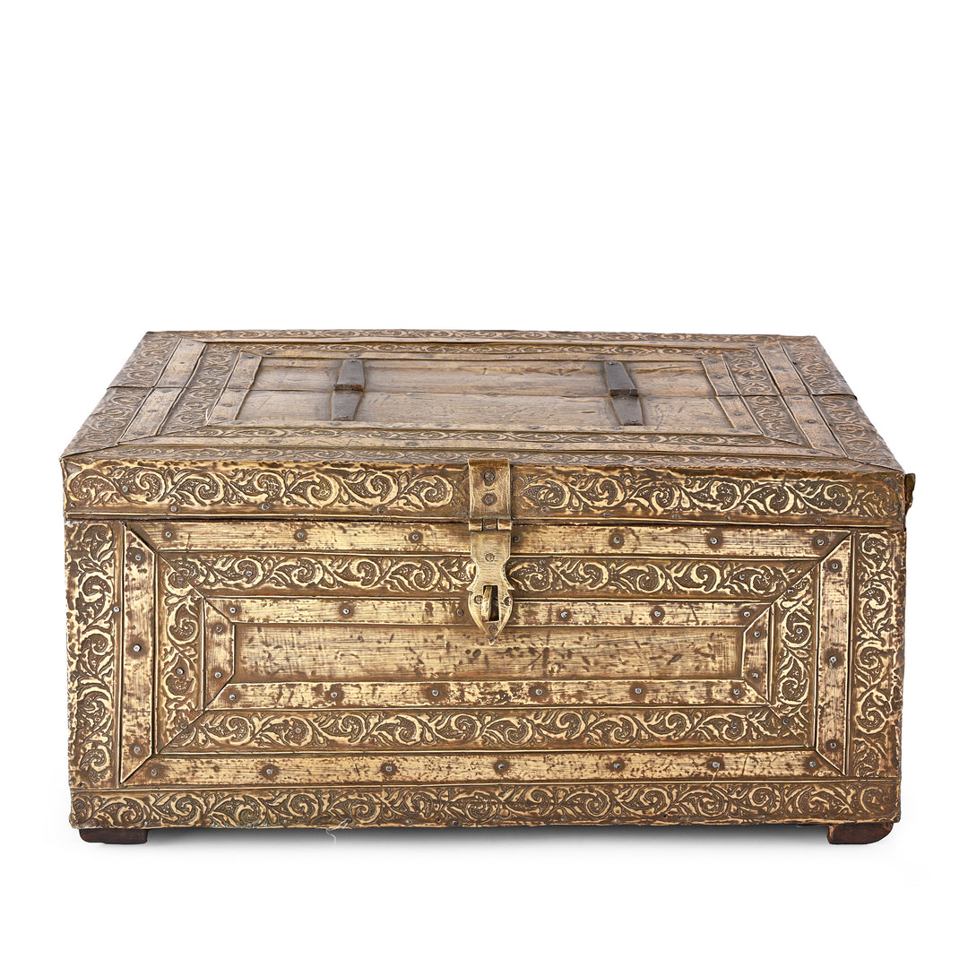 Antique Brass Bound Merchants Box From Shekhawati  | Indigo Antiques
