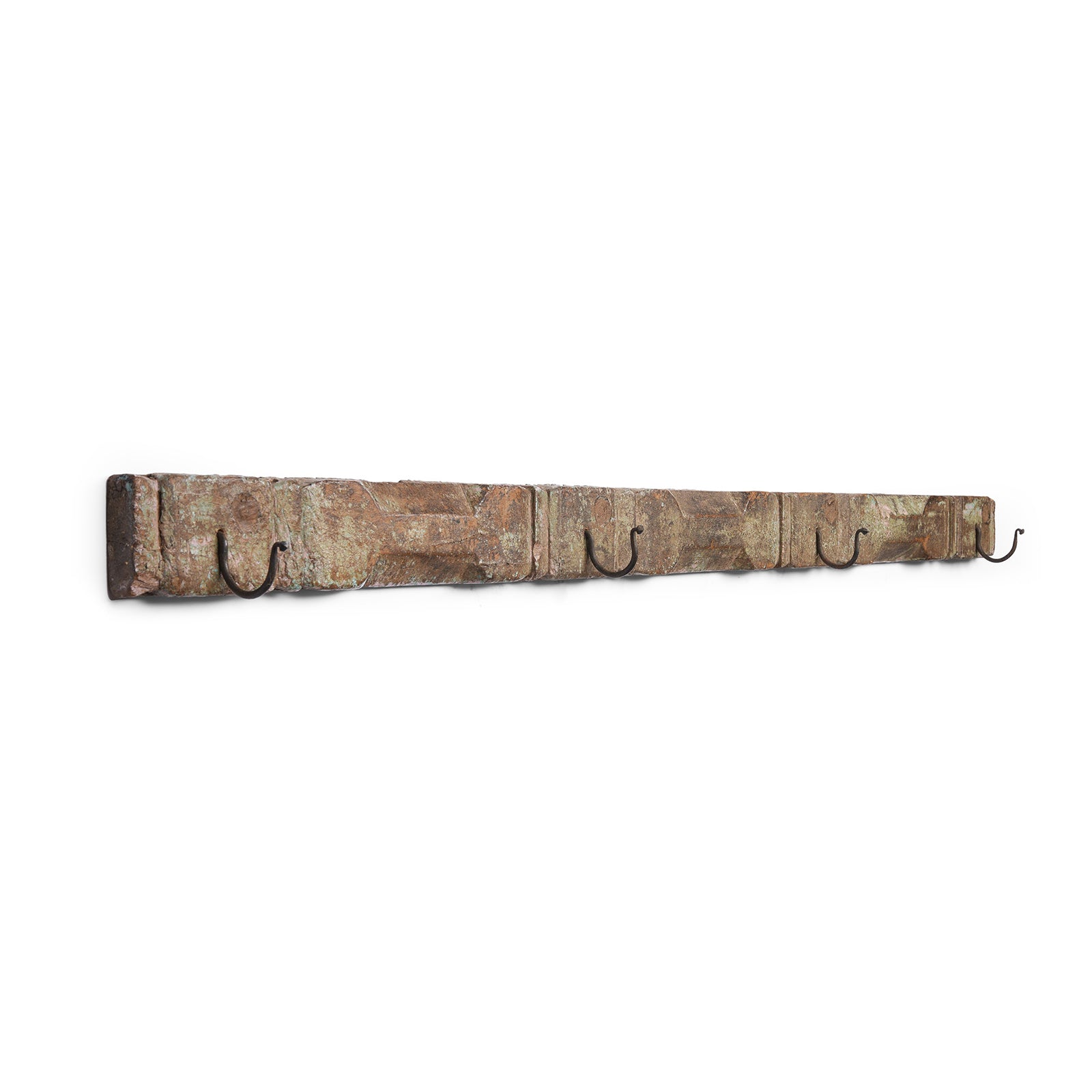 Old Carved Teak Architrave With Iron Coat Hooks Old Carved Teak Architrave With Iron Coat Hooks