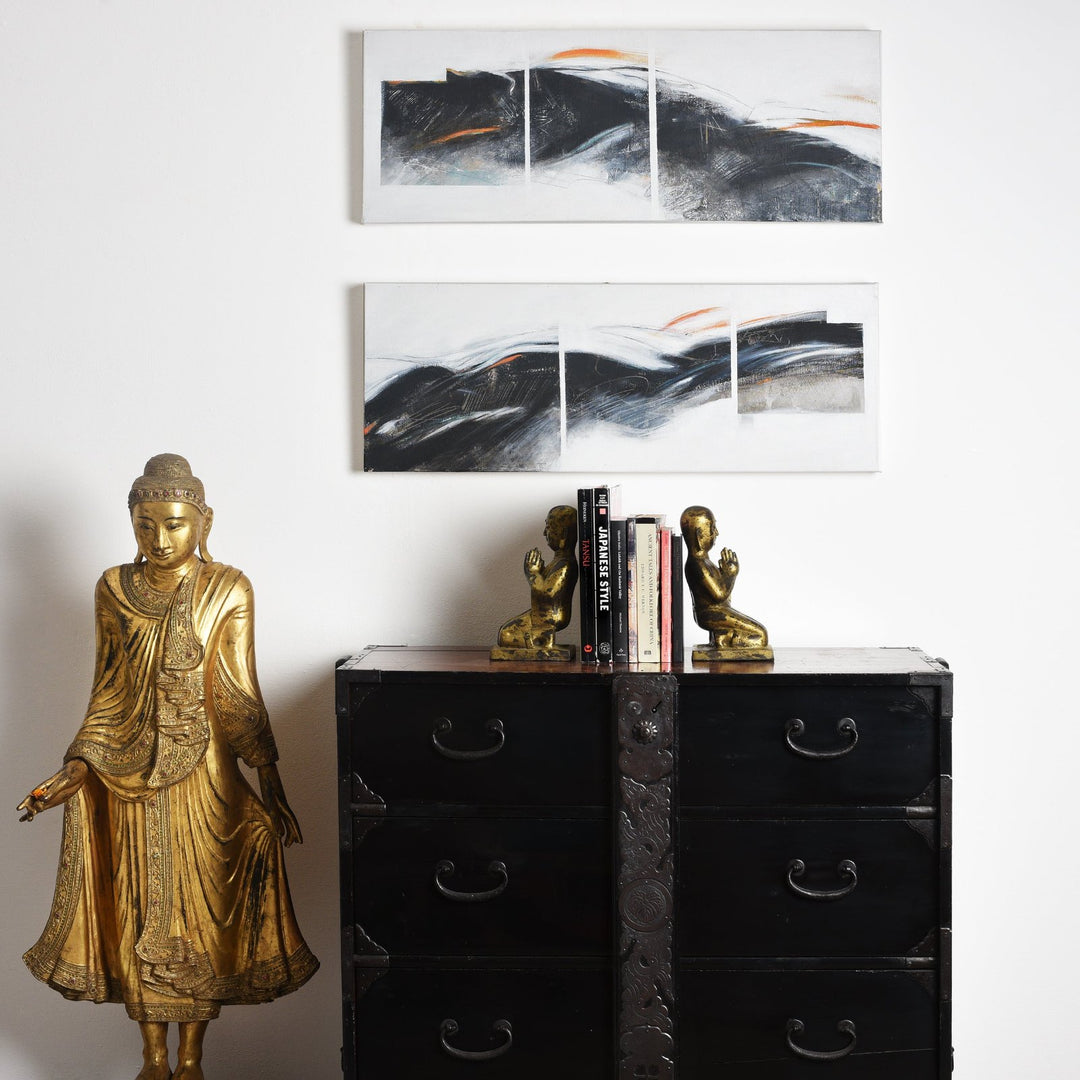 Japanese Black Lacquer Bo Dansu From Sakata - Meiji Period