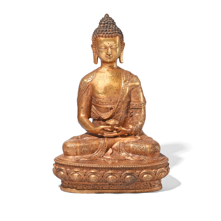 Gilt Brass Sitting Buddha - Dhyana Mudra | Indigo Antiques