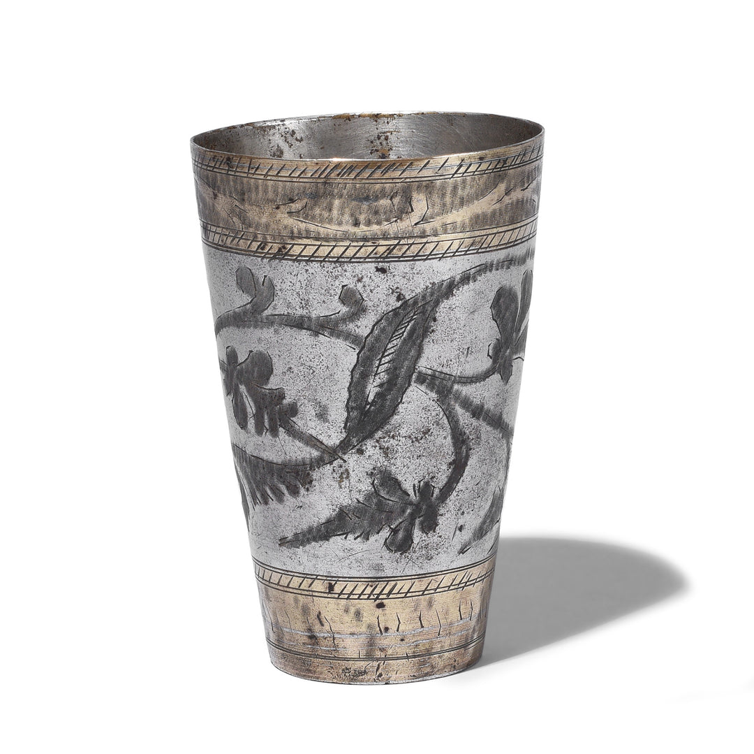 Golden Floral Vintage Indian Lassi Cup | Indigo Antiques