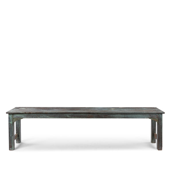 Green Painted Indian Reclaimed Teak Bench
