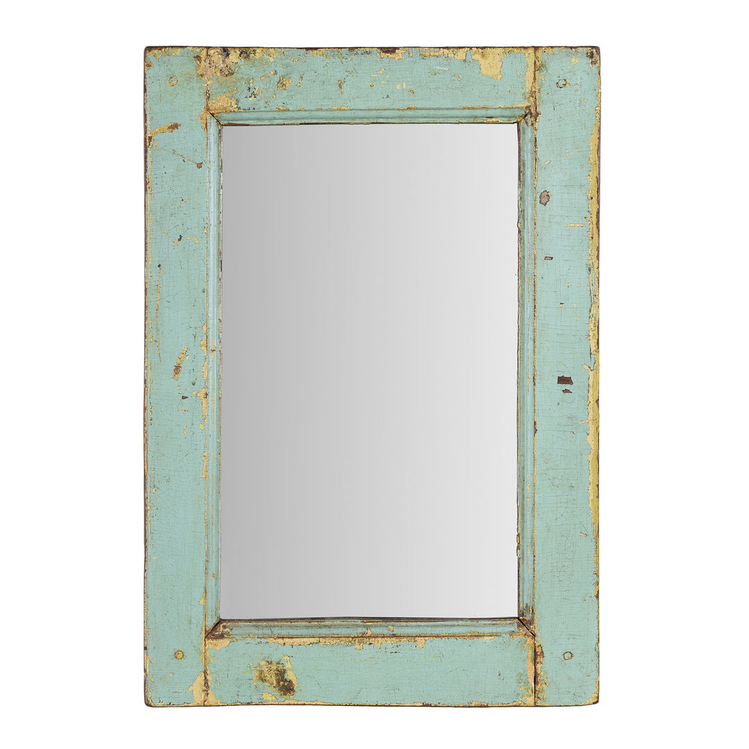 Green Painted Indian Mirror | Indigo Antiques