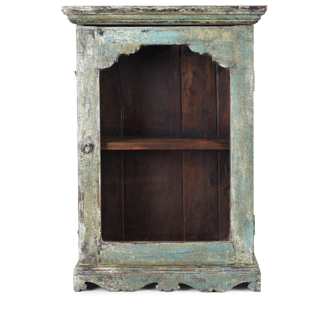 Vintage Green Painted Glazed Wall Cabinet | Indigo Antiques