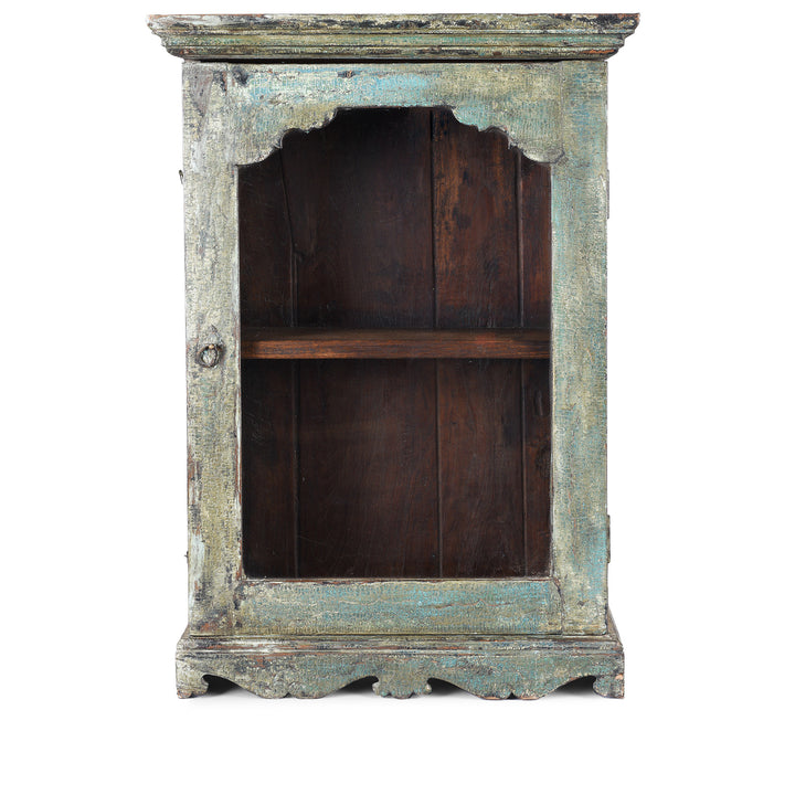Vintage Green Painted Glazed Wall Cabinet | Indigo Antiques