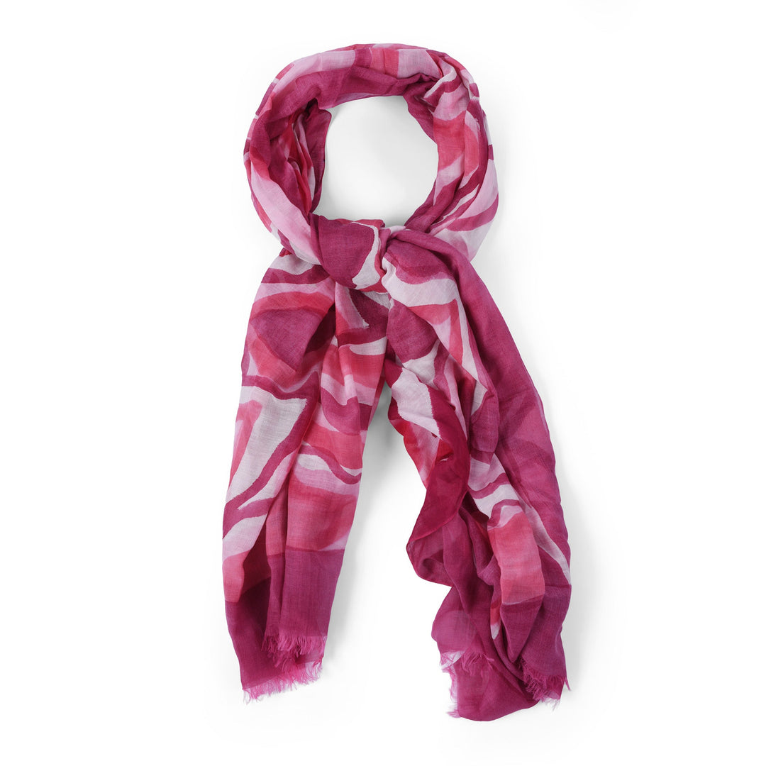 Hand Painted Cotton/Silk Fuchsia Pink Shawl | Indigo Antiques