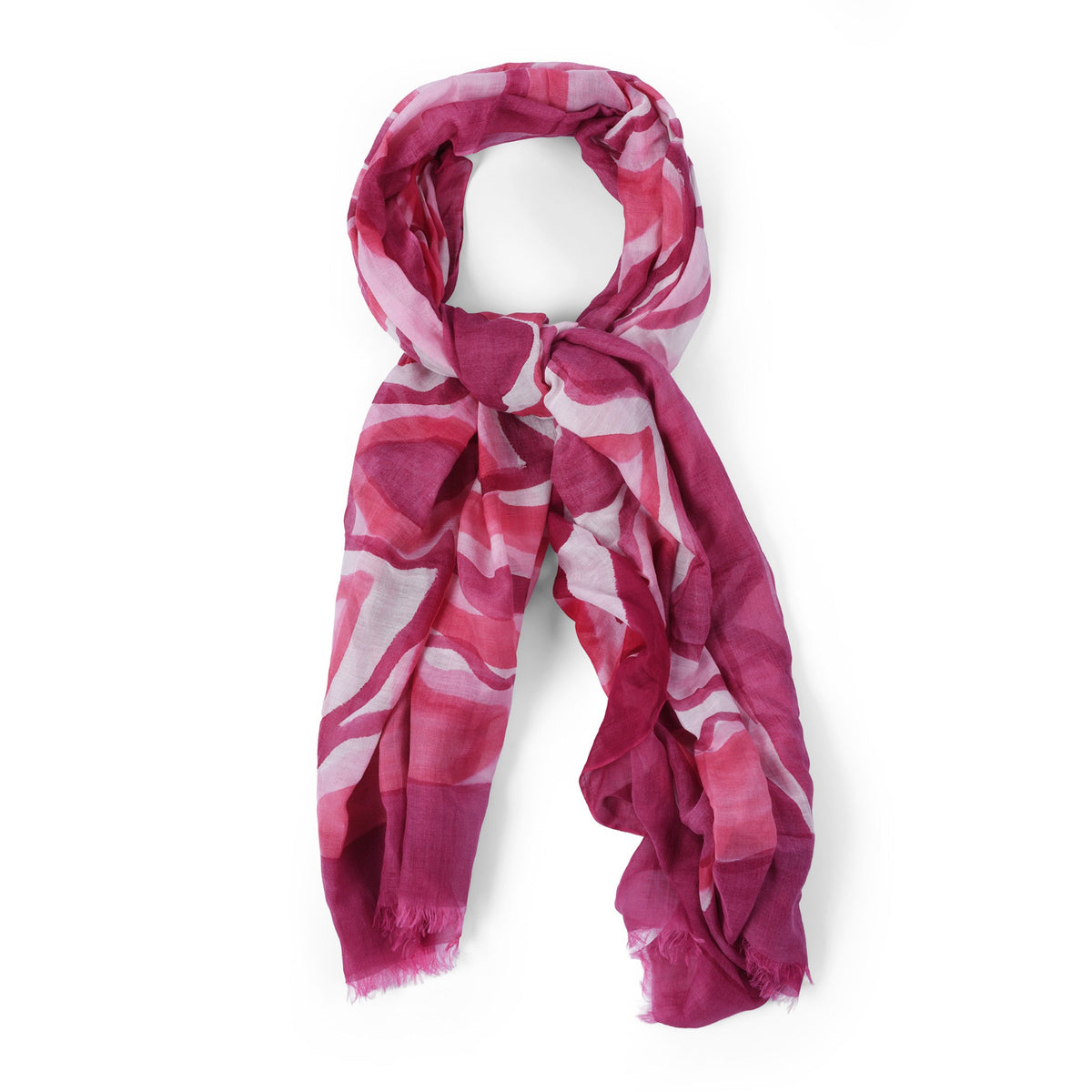 Hand Painted Cotton/Silk Fuchsia Pink Shawl | Indigo Antiques