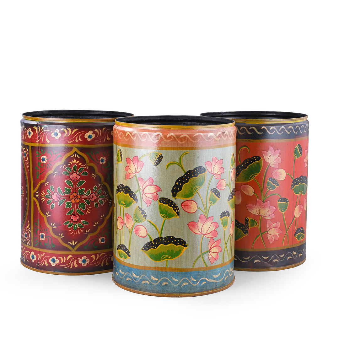 Hand painted Waste Paper Bins / Planters | Indigo Antiques