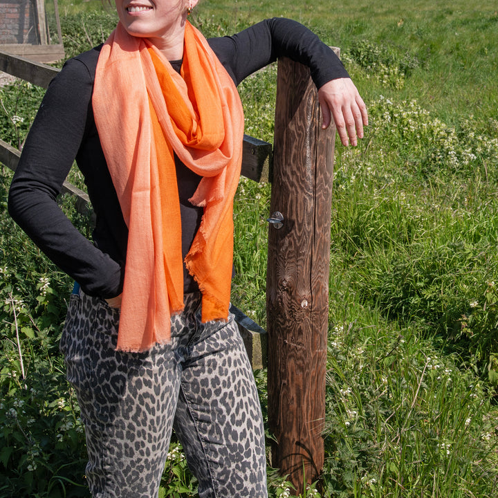 Handmade Saffron Shawl - 100% Cashmere | Indigo Antiques