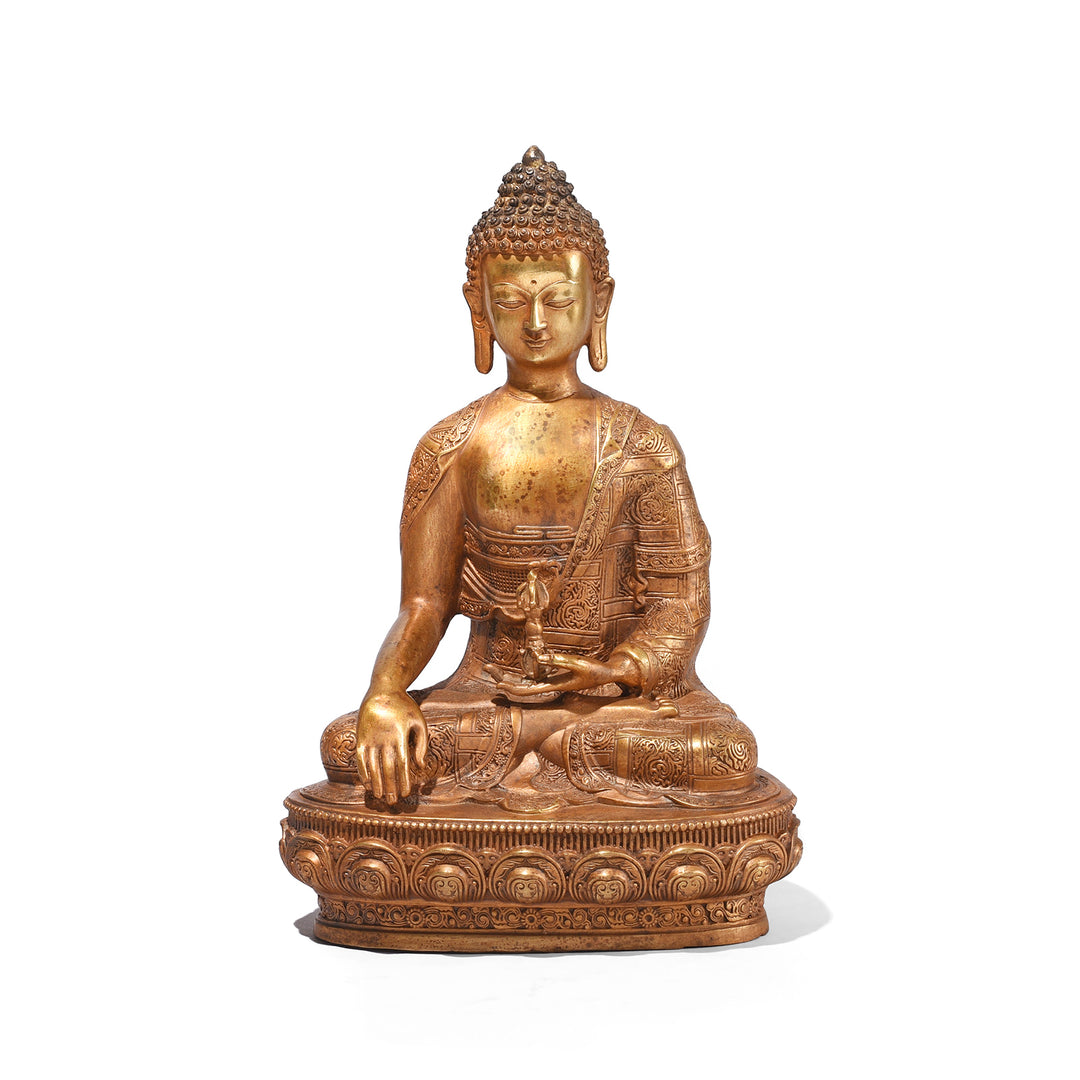Gilt Brass Sitting Buddha - Bhumisparsha Mudra | Indigo Antiques