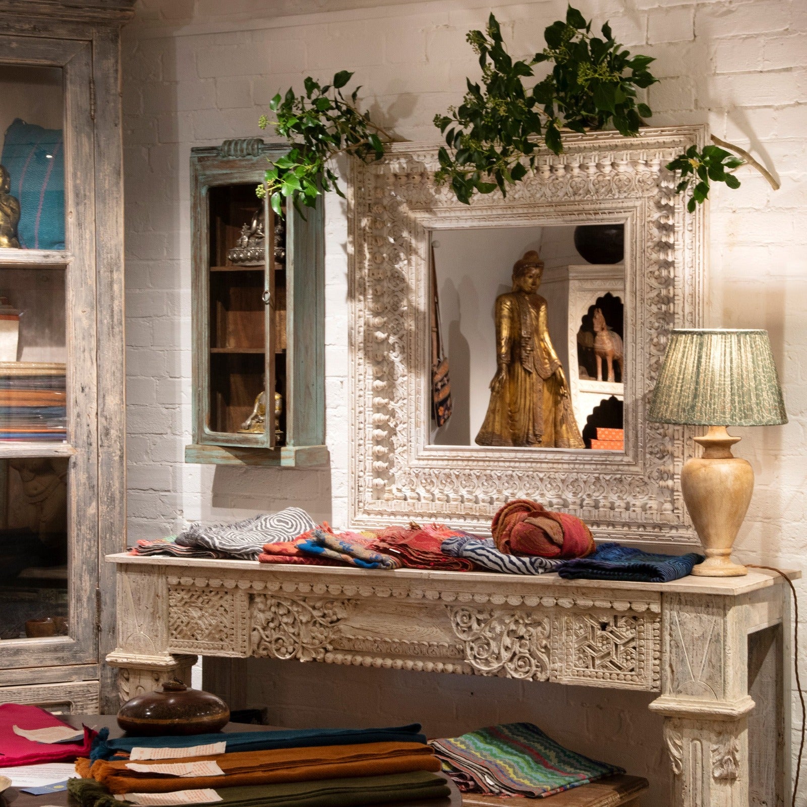 White Painted Console Table Made From Reclaimed Teak White Painted Console Table Made From Reclaimed Teak