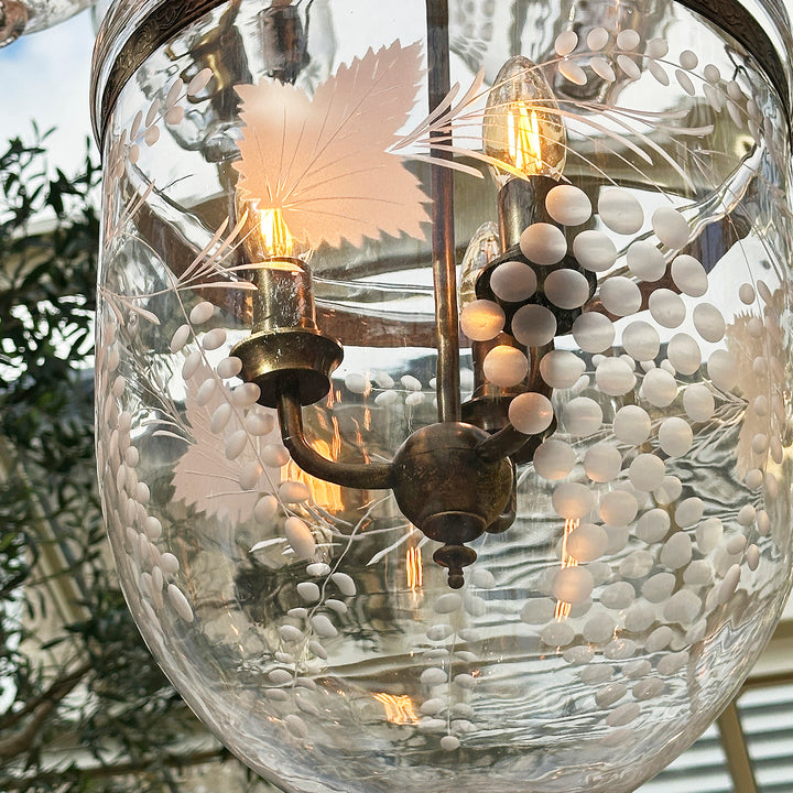 Engraved Glass Hundi Lantern With Single Fitting