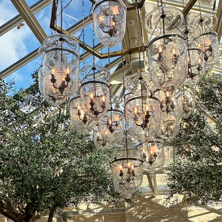 Engraved Glass Hundi Lantern With Single Fitting