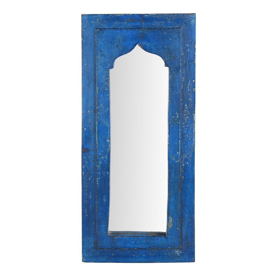 Indian Blue Painted Mihrab Mirror | Indigo Antiques