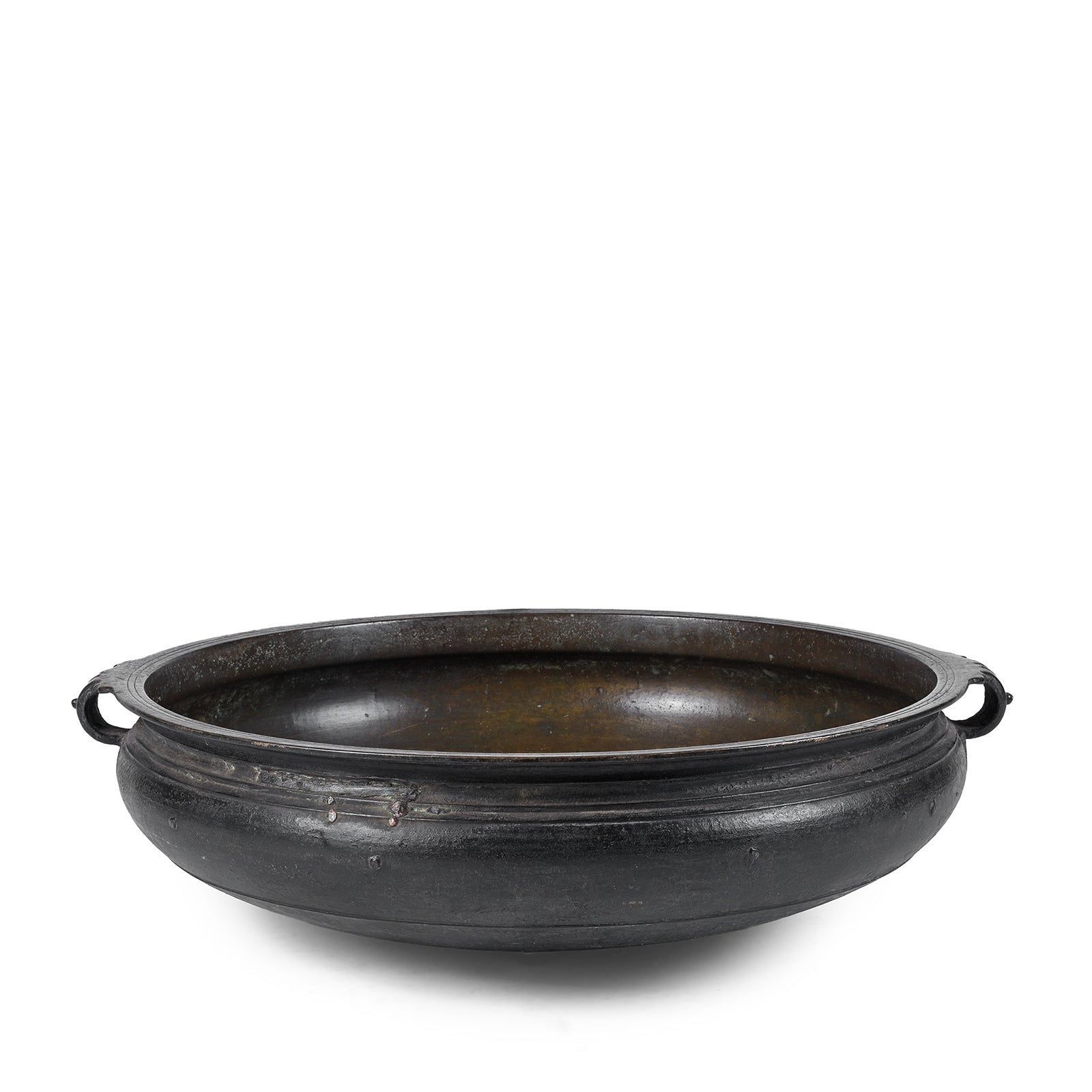 Bronze Urli Cauldron From Kerala South India Late 19th Century With Loop Handles And Aged Patina