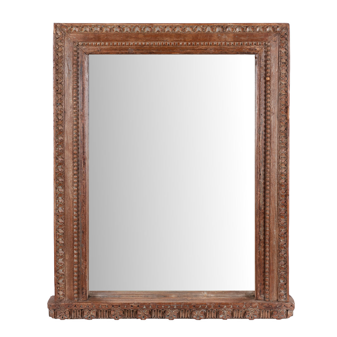 Indian Carved Mirror Made From Old Architectural Teak | Indigo Antiques