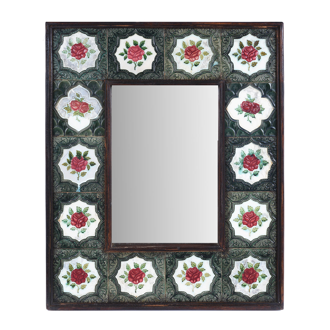 Indian Peranakan Ceramic Tile Mirror | Indigo Antiques