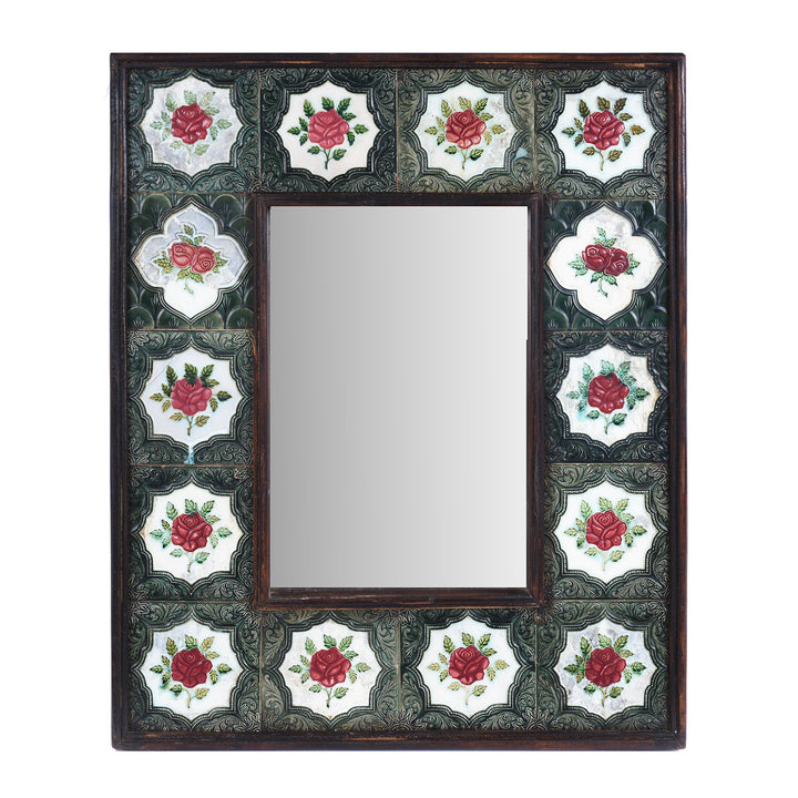 Indian Peranakan Ceramic Tile Mirror | Indigo Antiques
