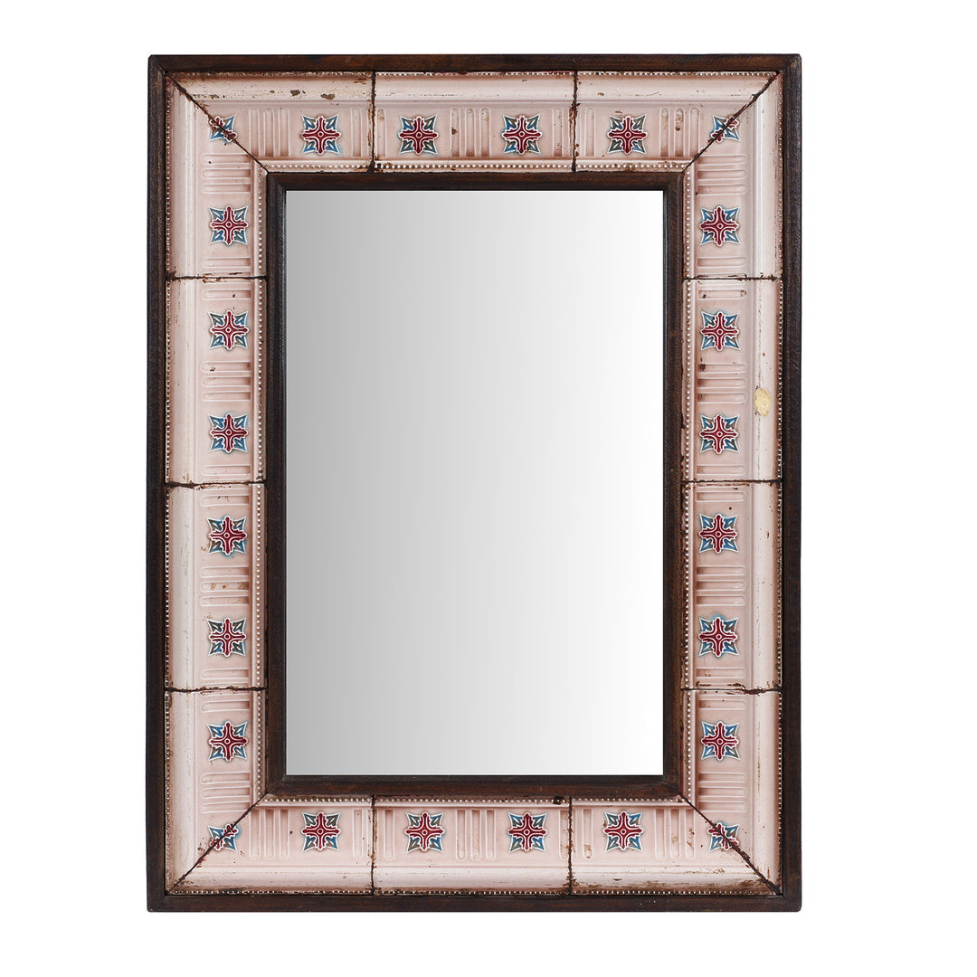 Indian Pink Peranakan Ceramic Tile Mirror | Indigo Antiques