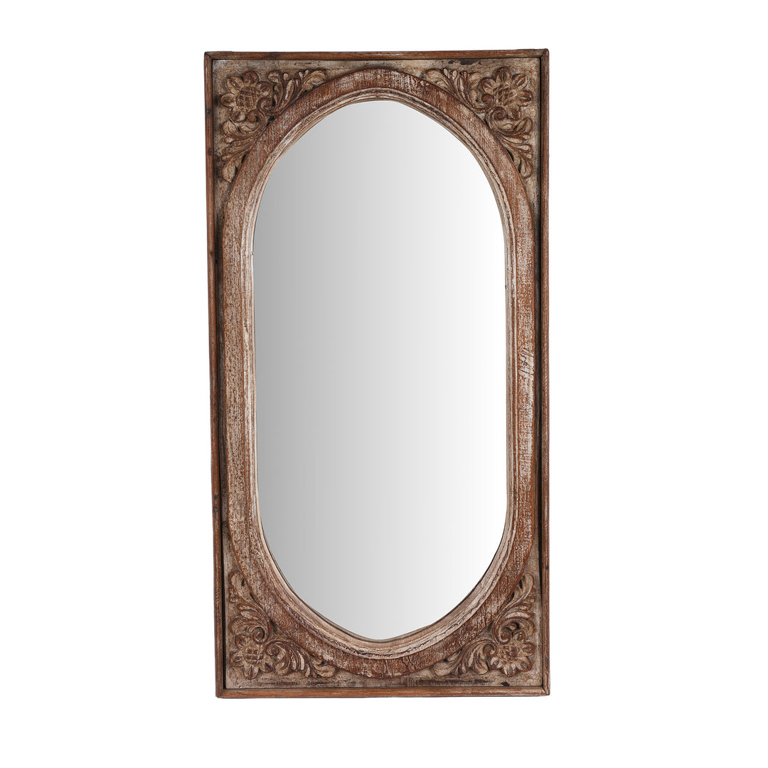 Indian Reclaimed Carved Teak Mirror | Indigo Antiques