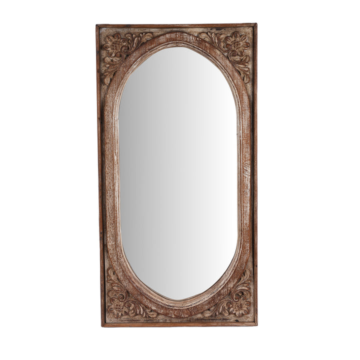 Indian Reclaimed Carved Teak Mirror | Indigo Antiques